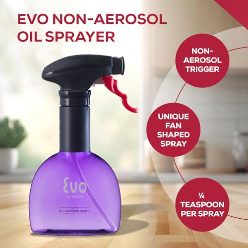 Evo Oil Sprayer Minis, Non-Aerosol for Olive, Cooking Oils, and Vinegars, Purple, 8-Ounce Capacity, Set of 2 - color: Purple