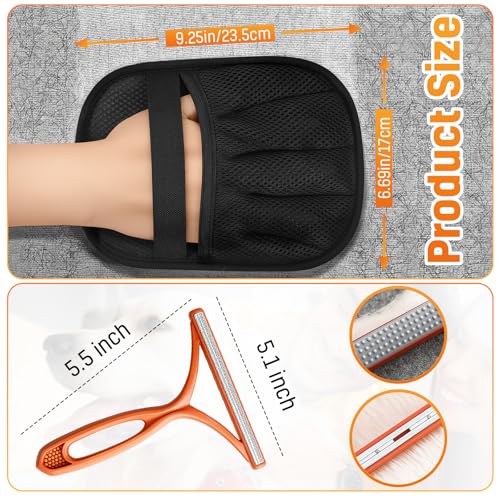 3pcs Large Pet Hair Removal Gloves for Cats | Electrostatic Magic Brush for Clothes, Beds, Sofa, Carpets | Fur Hero | Thickened Newly Upgraded | Fur Remover Mitt for Dogs, 2 Gloves + 1 Lint Scraper