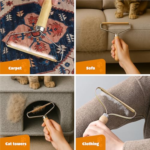 Pet Hair Remover - Multi Fabric Edge Carpet Rake Scraper with Rust-Resistant Copper Blade - Cat and Dog Hair Remover for Couch, Rugs, Car & Furniture (1)