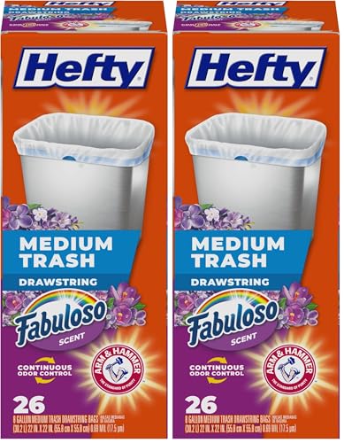 Hefty Medium Trash Bags, Fabuloso Scent, 8 Gallon, 26 Count (Pack of 2) - size: 26 Count (Pack of 2)