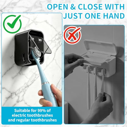 2 Pack Toothbrush Holders for Bathroom Compatible with Philips Sonicare Electric Toothbrush,Toothbrush Holder Wall Mounted with Cover for Shower,Suitable for Home and Travel