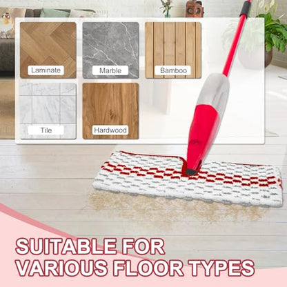 Microfiber Spray Mop Pads - Compatible with Promist MAX, Double Sided Replace Head for Dry/Wet Floor Cleaning Usable (4 Pack Red) - color: 4 Packs Red