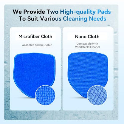 XINDELL Windshield Cleaner Tool, Car Window Cleaning Kit with 5 Reusable Microfiber Pads, Extendable Handle & 360° Rotating Head, Safety Hammer, Streak-Free Auto Glass Wiper for Car Truck SUV RV - color: Blue