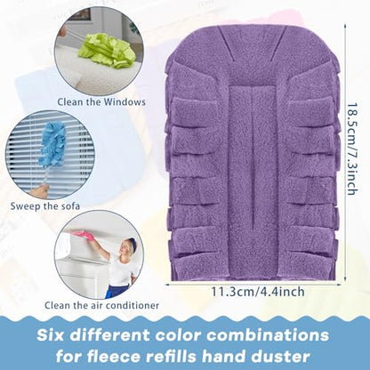 Zubebe 12 Pcs Duster Refill Reusable Fleece Duster Refills Feather Flat Dusters Multi Surface Washable Cleaning Pads Tools for Home, Blinds, Car, Pet, Furniture, Fans (Rainbow Colors) - color: Vivid Color