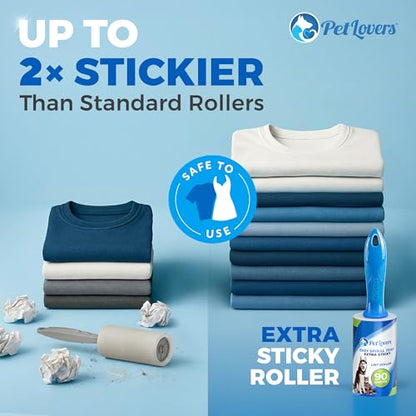 PetLovers Extra Sticky Lint Roller Mega Value Set 450 Sheets for Pet Hair Removal and Clothes, Dog and Cat Lint Remover 5 Pack - size: 5 Pack