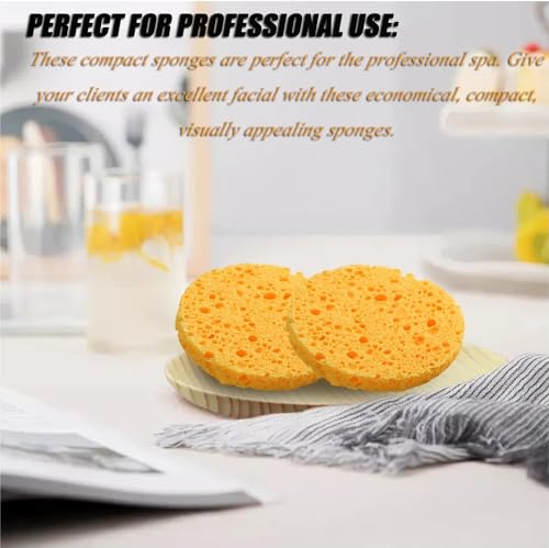 AKOAK 5 Pcs Face Compression Sponge Round Makeup Remover Pad is Reusable for Deep Cleansing, Exfoliating, and Makeup Removal(Yellow) - color: Yellow