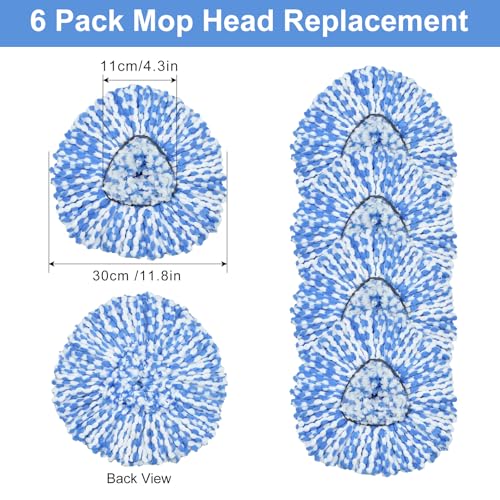 Mop Replace Head, 6 Pack Mop Heads Replacements for Oceda RinseClean 2-Tank System, Spin Mop Replacement Head, Microfiber Mop Refills, Machine Washable and Deep Cleaning (NOT for 1-Tank System)