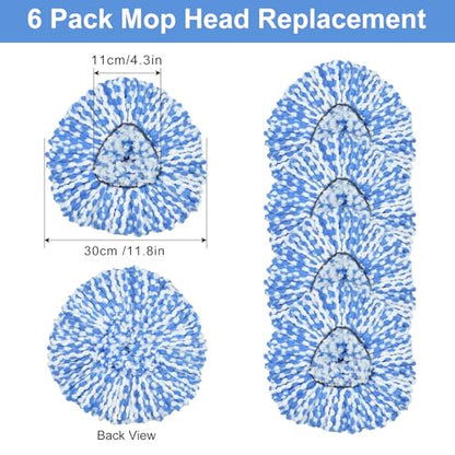Mop Replace Head, 6 Pack Mop Heads Replacements for Oceda RinseClean 2-Tank System, Spin Mop Replacement Head, Microfiber Mop Refills, Machine Washable and Deep Cleaning (NOT for 1-Tank System)