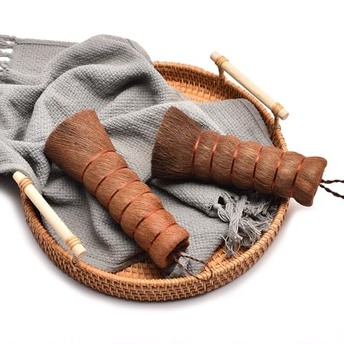 1 Pack Palm Dish Brush, Natural Palm Fiber Scrub Brush for Washing Dishes, Pots & Pans - Soft, Dense Bristles Non-Scratch, Hanging Loop for Easy Storage, Ideal for Kitchen Cleaning