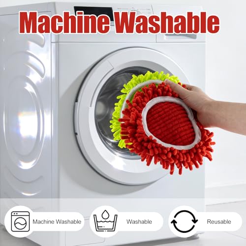 6 Pack Chenille Mop Heads Replacement for Ocedar EasyWring Spin Mop, Microfiber Spin Mop Replacement Head, Washable & Easy to Replace, Deep Cleaning for Hard Floors - color: 3red+3green