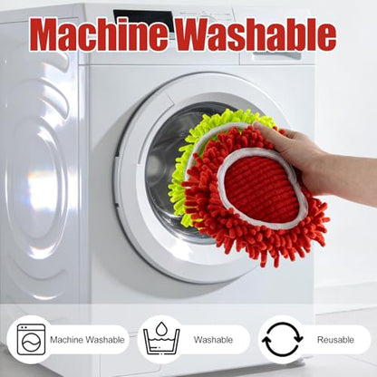 6 Pack Chenille Mop Heads Replacement for Ocedar EasyWring Spin Mop, Microfiber Spin Mop Replacement Head, Washable & Easy to Replace, Deep Cleaning for Hard Floors - color: 3red+3green