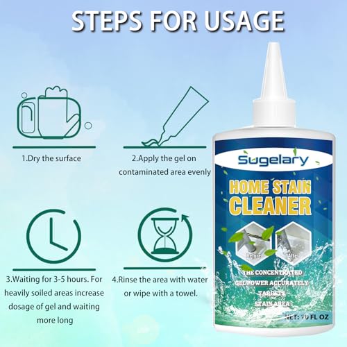 Sugelary Mold Stain Cleaner Gel, 10 fl oz Multi Home Stain Cleaning Gel for Washing Machine Seals, Fridge Gaskets, Tile Grout, Sink and Bathroom Use - size: 10 Fl Oz (Pack of 1)