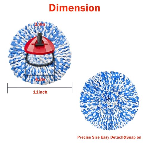 4 Pack Mop Replace Heads Compatible for OCeda, Spin Mop Refill Head Replacement for RinseClean 2-Tank System - Fluffy Microfiber, Machine Washable and Easy to Replace - size: 4 Count (Pack of 1)