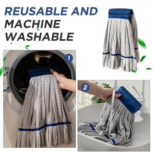 Hushee 12 Pack Large Microfiber Tube Mop Heads 18 oz Heavy Duty Commercial Industrial Wet Mop Head Refill Reusable Machine Washable Looped End Mopheads for Hardwood, Tile, Laminate Floors (Grey) - color: Grey