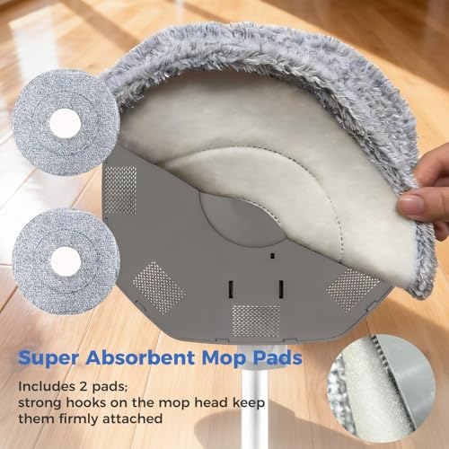 YASHE Spin Mop and Bucket Set with Wringer, True Clean Water Separation Mop Bucket System with Detachable Inner Bucket, Hands-Free Floor Mop with 2 Washable Microfiber Pads