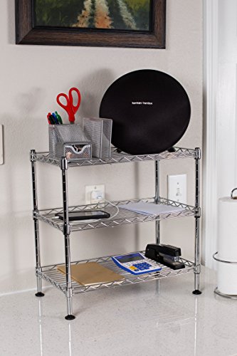 Internet's Best 3-Tier Compact Wire Utility Shelving Unit - Adjustable Storage Rack for Kitchen, Bathroom, Pantry, Laundry, Cabinets - Durable Chrome Steel - Shelving for Under Sink Organization