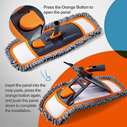 CLEANHOME Mirofiebr Dust Mop with 7 PCS Washable Mop Pads and Extendable 55” Long Handle, Multifunction Floor Mop for Hardwood,Marble,Laminate,Tile Floor Mopping