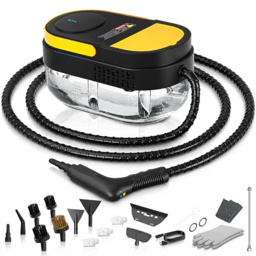 Gautye Steam Cleaner, 3 Level Adjustable Handle with 15 Accessories, Black