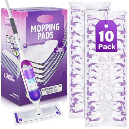 Mop Pads Refills for Swiffer PowerMop: 10 Pcs Disposable Pad | Wet Dry Use, 10-Layer Design, for 13" - 15" spray mops, Tile Hardwood Multi-Surface Floor Cleaning - size: 10 Pcs Mop Pads