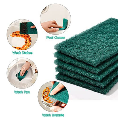 Heavy Duty Scour Pads Sponge Dish Scrubber Non-Scratch Green Reusable Household Scrub Pads for Kitchen and Dish Cleaning Tool (20Pcs Sponge+3Pcs Clean Towel) - style: 20Pcs Sponge+3Pcs Clean Towel