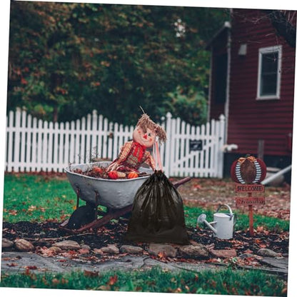 Extra Thick Drawstring Trash Bags 5pcs Large Portable Garbage Bags for Home Use Black and White Heavy Duty Rubbish for Kitchen and Cleaning