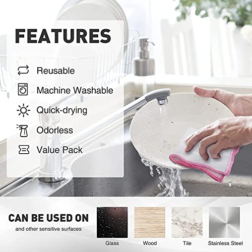 OnBrand Naturally Wood Fiber Cleaning Cloth, 20 Pack (12" x 10.7" Each) | Reusable Kitchen Washcloths, 8 Layers High-Density Super Absorbing Dish Cloths for Washing Dishes, Dish Towels, Long-Lasting - size: 20 PACK