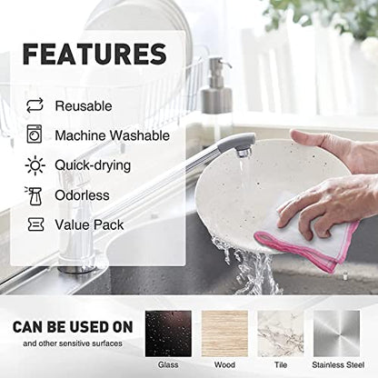 OnBrand Naturally Wood Fiber Cleaning Cloth, 20 Pack (12" x 10.7" Each) | Reusable Kitchen Washcloths, 8 Layers High-Density Super Absorbing Dish Cloths for Washing Dishes, Dish Towels, Long-Lasting - size: 20 PACK