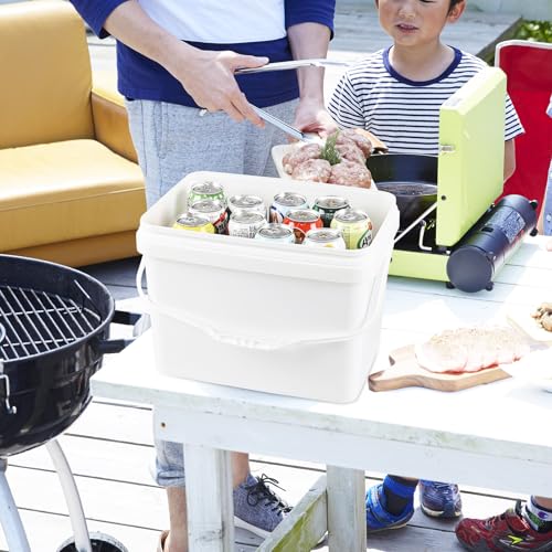 Kekow 4 Pcs 5 Gallon Utility Rectangular Food Bucket with Lid and Handle | Food Grade BPA-Free Plastic, Square Space-Saving Design, Sturdy Transport Handle, for Dry Goods Liquid Storage