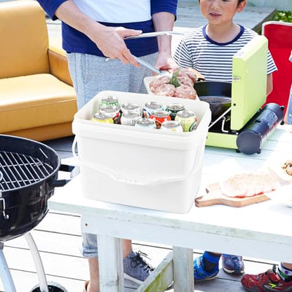 Kekow 4 Pcs 5 Gallon Utility Rectangular Food Bucket with Lid and Handle | Food Grade BPA-Free Plastic, Square Space-Saving Design, Sturdy Transport Handle, for Dry Goods Liquid Storage