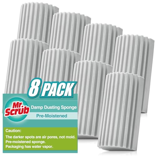 8 Pack Damp Dusting Sponge Duster, Grey Dust Cleaning Sponge, Reusable Household Cleaning Sponge Tool for Blinds, floorboards, Fan Blades, Vents, Glass, Railings, Mirrors - color: Gray, size: 8 Pack