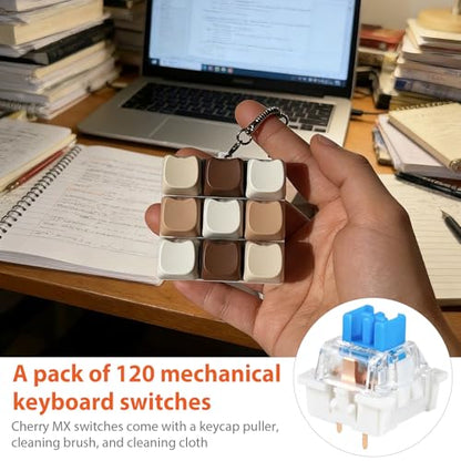 120 Pcs Blue Mechanical Keyboard Switches, 3 Pin Clicky Tactile Switches, Mechanical Keyboard Switches for 3D Printing, DIY 3D Print Clicker, Includes Keycap Puller, Cleaning Brush and Cloth