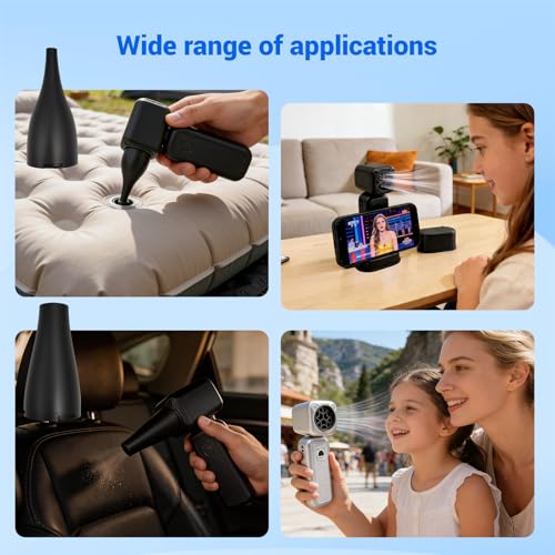 Compressed Air Duster, 2000mAh Battery with Up to 2 Hours of Run Time, 4-in-1 Multifunctional Design, Dust Blower for Computers, Keyboards, Home, Outdoor Use, and Cars （Black） - color: Black