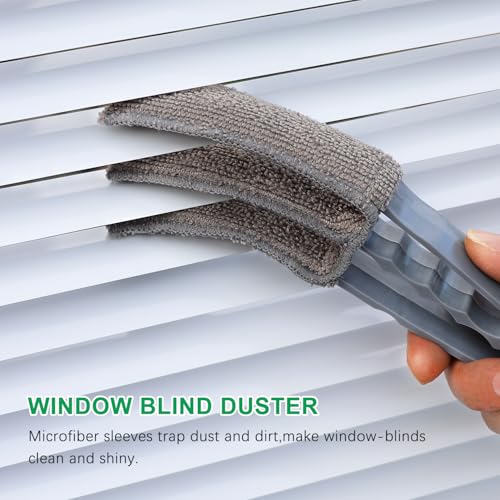 3 Pack Microfiber Feather Duster with 6 Microfiber Sleeves, Window Blind Cleaner, Blind Duster, Blinds Cleaning Tools