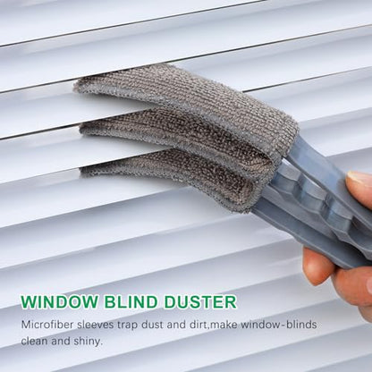3 Pack Microfiber Feather Duster with 6 Microfiber Sleeves, Window Blind Cleaner, Blind Duster, Blinds Cleaning Tools