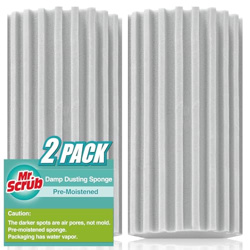Damp Dusting Sponge Duster, 2 Pack Grey Dust Cleaning Sponge, Reusable Household Cleaning Sponge Tool for Blinds, floorboards, Fan Blades, Vents, Glass, Railings, Mirrors - color: Gray, size: 2 Pack