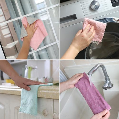 Gartmost 12-Pack Kitchen Cloth, Dish Towels, Microfiber Cleaning Cloths, Premium Coral Fleece Reuseable Fast Drying Cloths for Kitchen, Bathroom, Restroom and Household Cleaning Supplies, 10"×10"