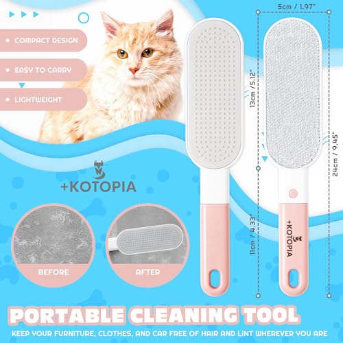 4-in-1 Pet Hair and Lint Remover Brush – Reusable Fabric and Clothing Cleaner for Pet Hair, Lint and Fur – Handheld Multi-Surface Tool for Clothes, Upholstery, Sofa and Travel Use (Pink) - color: Pink