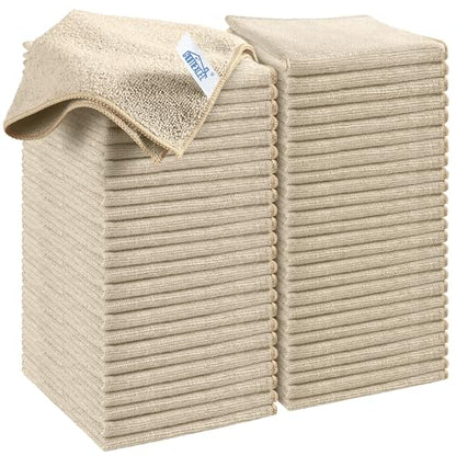 HOMEXCEL Brown Microfiber Cleaning Cloth, 50 Pack Cleaning Towels for Kitchen, Lint Free, Scratch-Free, Highly Absorbent, and Reusable Cleaning Rags for House, Window and Glass, Cars, 11.5 X11.5 inch - color: Brown