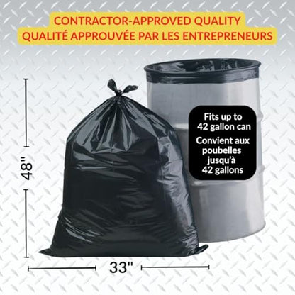 Maximum Heavy Duty Garbage Bags, 42-Gallon, 3 Mil, Black Garbage Bags Extra Large, Tear Resistant, Industrial Strength, 32 Counts - color: Black