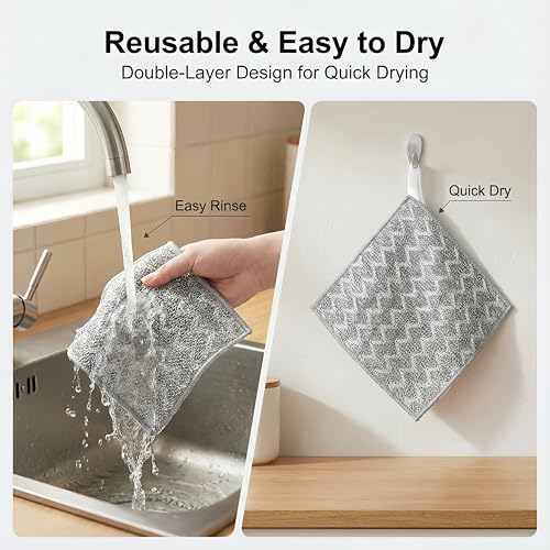 7 Pack Metal Dish Cloth,Non Scratch Scrubber | Reusable & Multipurpose for Wet & Dry Cleaning | Safe for Dishes, Sinks, Stove Tops & Nonstick Cookware，Kitchen,Sink
