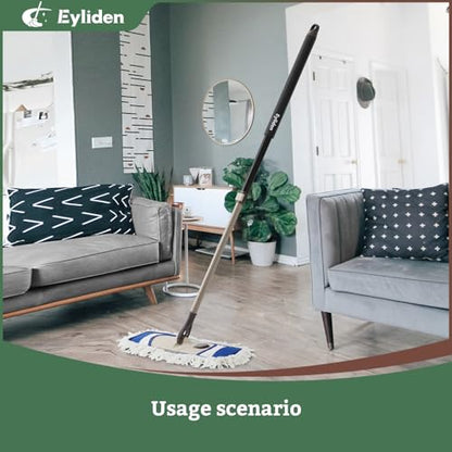 Eyliden Dust Mop, 2 Microfiber Pads, Home Commercial Cleaning, Quick Swap | 52.6" Adjustable Handle, 360° Swivel, Washable, Wet Dry Mops for Kitchen Hardwood Vinyl Tile Floor Cleaning, Push Dust Broom - color: Blue