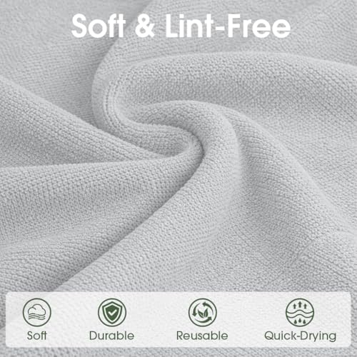 Microfiber Cleaning Cloth Roll - 100 Pack Tear Away Microfiber Paper Towels, Reusable, Washable, Scratch-Free, Kitchen Towels for Car, Home, Kitchen, Glass, Dishes (Light Grey) - color: Lightgrey