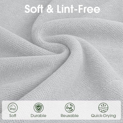 Microfiber Cleaning Cloth Roll - 100 Pack Tear Away Microfiber Paper Towels, Reusable, Washable, Scratch-Free, Kitchen Towels for Car, Home, Kitchen, Glass, Dishes (Light Grey) - color: Lightgrey