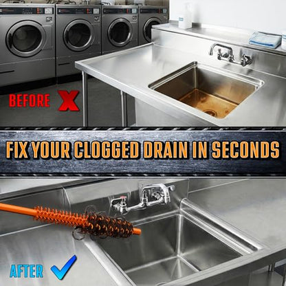 FlexiSnake Pro Drain Weasel Sink Snake Cleaner with New Molded Tip - 18″ - Drain Snake Clog Remover Tool with Rotating Handle & 5 Wand Refills - Easy to Use on Drains & Grates - Made in USA - 5-Pack - style: 5 pk