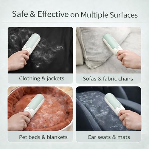 Pet Hair Remover Roller- Pet Hair Removal Tool with Strong Grip for Effortless Cleaning- Pet Hair Roller Lifts Fur from Clothes, Furniture & Car- Keep Your Home Fur-Free with Easy Cat Hair Lint Roller - color: Green/White