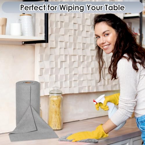 65 Pack of Microfiber Cloths in a Roll, 10" x 10" Reusable Washable Cleaning Rag Tear Away Towels for Auto House Garage Dust Kitchen Bathroom, Lint-Free Not Scratch Cleaning Supplies - color: Grey, style: 65 PCS