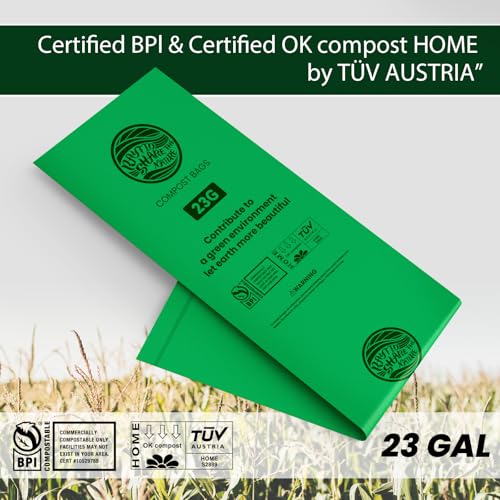 Compostable Trash Bags 23 gallon Large Garbage Bags,20 Count, Fits13-25 gallon trash can, Extra Strong and Durable,Compostable Lawn & Leaf Yard Waste bags,ASTM D6400,Bpi &OK compost HOME certified - color: 23G-20count