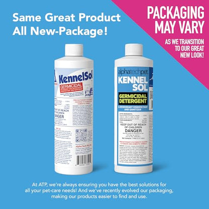 KennelSol Dog Crate Cleaner & Disinfectant for Kennels, Cages, Floors, Litter Boxes & Hard Surfaces | EPA-Registered, Kills Bacteria & Viruses, Parvo Disinfectant | 16 Fl Oz - size: 16 Fl Oz (Pack of 1)