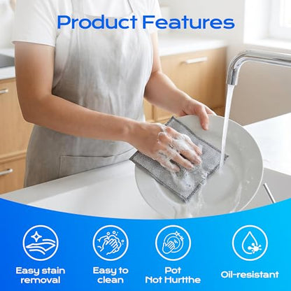 Solara Lux Scrub Cloths,Dual Action Scrubber Pads with Soft Cotton Cloth Backing, Multi-Purpose Kitchen Cleaning Rags for Stove, Bathroom, Stainless Steel, Non-Scratch & Absorbent (6+6 Combo)