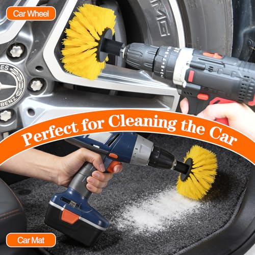 Drill Brush, Carpet Cleaning Brushes, for Floor, Grout, Car Mats, Tile, Bathroom, Carpet - color: Yellow Medium Bristles (Nylon)